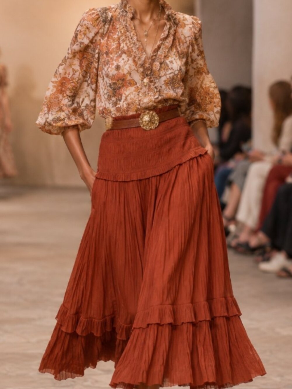 NWOT ULLA JOHNSON Ruffle Embellishment Midi Length Skirt XS $490